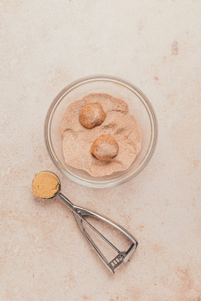 brown butter chai snickerdoodle cookies rolled in sugar