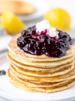 Lemon Ricotta Pancakes with Blueberry Compote