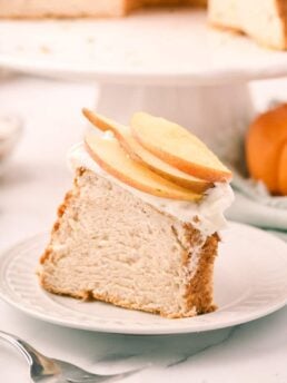 A slice of pumpkin spice angel food cake.
