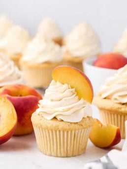 brown butter peach cupcakes