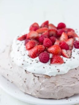 Chocolate Pavlova - crisp chocolate shell with sweet soft chocolate center.